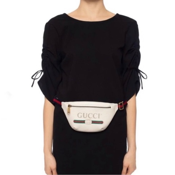 Gucci Logo leather belt Ivory white leather Fanny pack leather shoulder bag - Picture 6 of 7